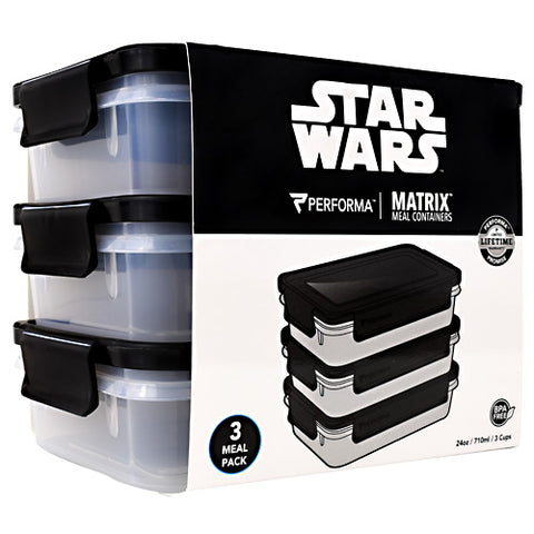 Meal Prep Containers, Star Wars (darth Vader), 3 - 24 oz Containers