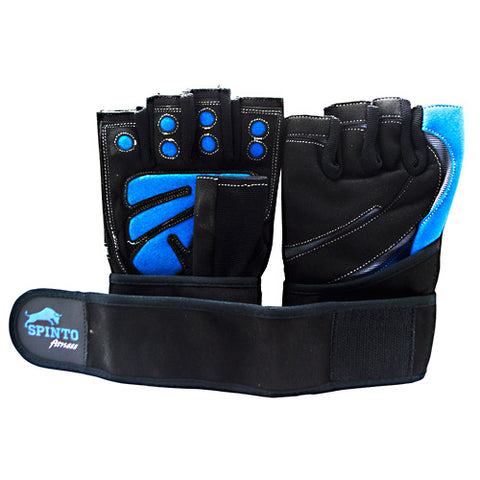 Men's Workout Glove W/ Wrist Wraps, Blue/gray