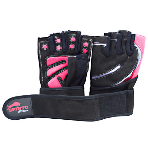 Men's Workout Glove W/ Wrist Wraps, Red/gray