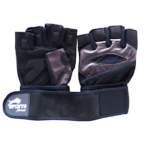 Men's Workout Glove W/ Wrist Wraps, Brown/gray