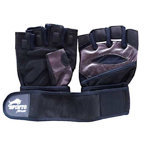 Men's Workout Glove W/ Wrist Wraps, Brown/gray